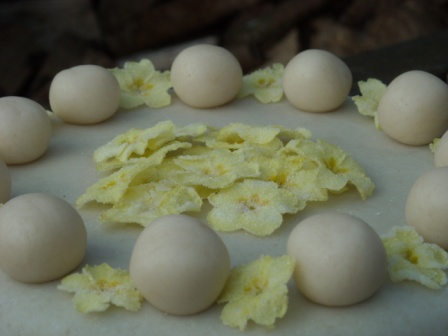 Candied Primroses on a Cake
